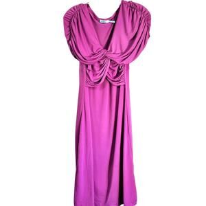 Purple Shaper Dress Slim Fabulous by Donn Kenny Size S Crossover Ruche Dance